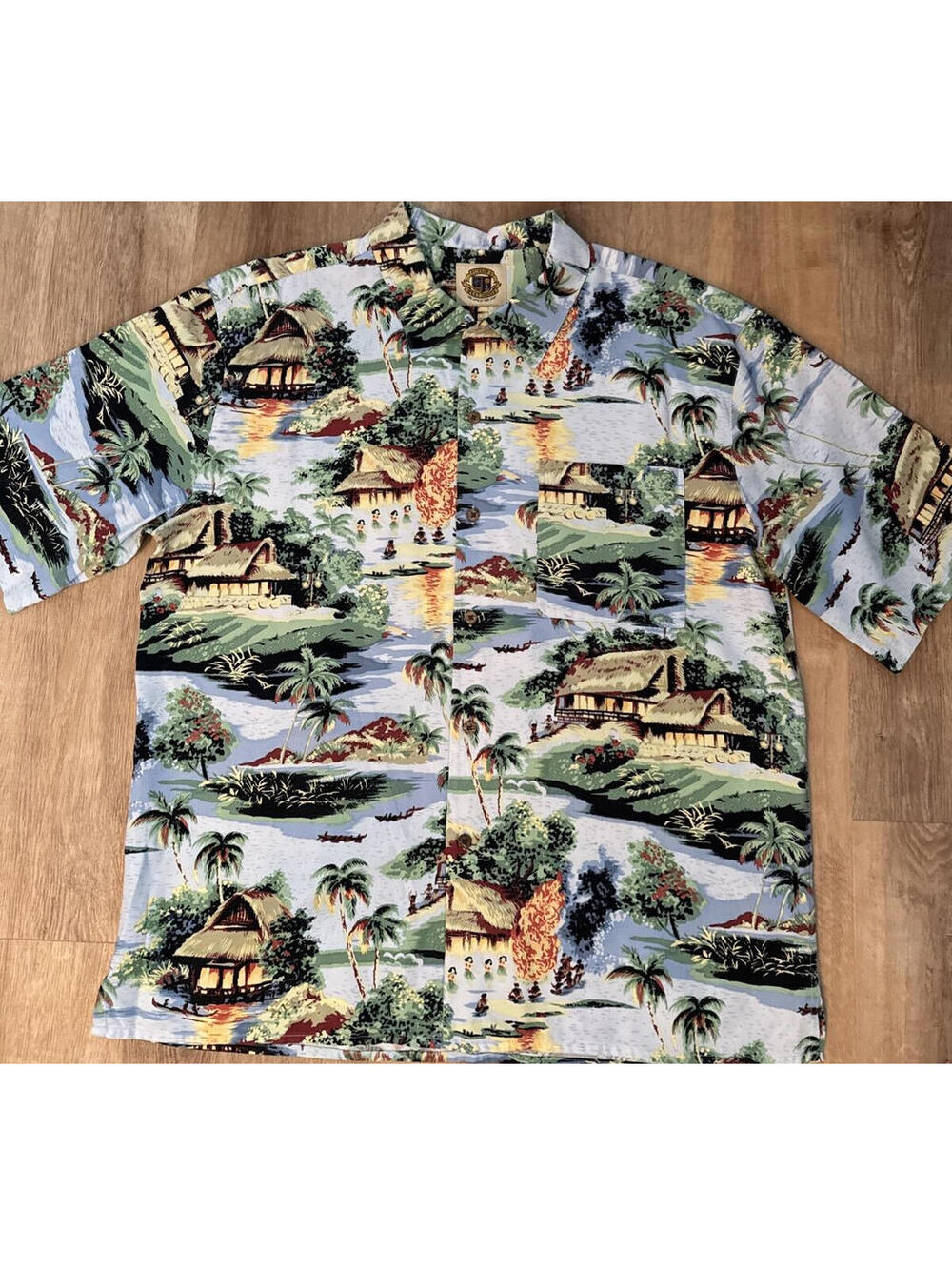 Mens PUSSERS West Indies SS Hawaiian Hula Girl Camp Shirt Silk/Cotton : Size L